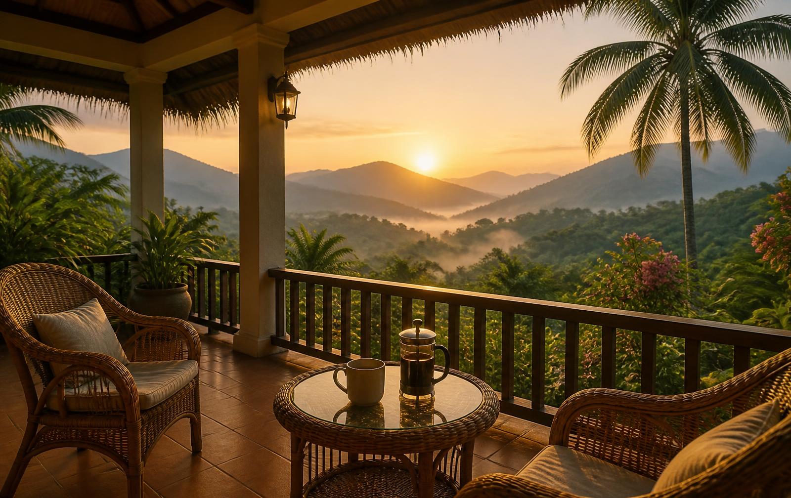 Morning coffee on a Uwina villa veranda