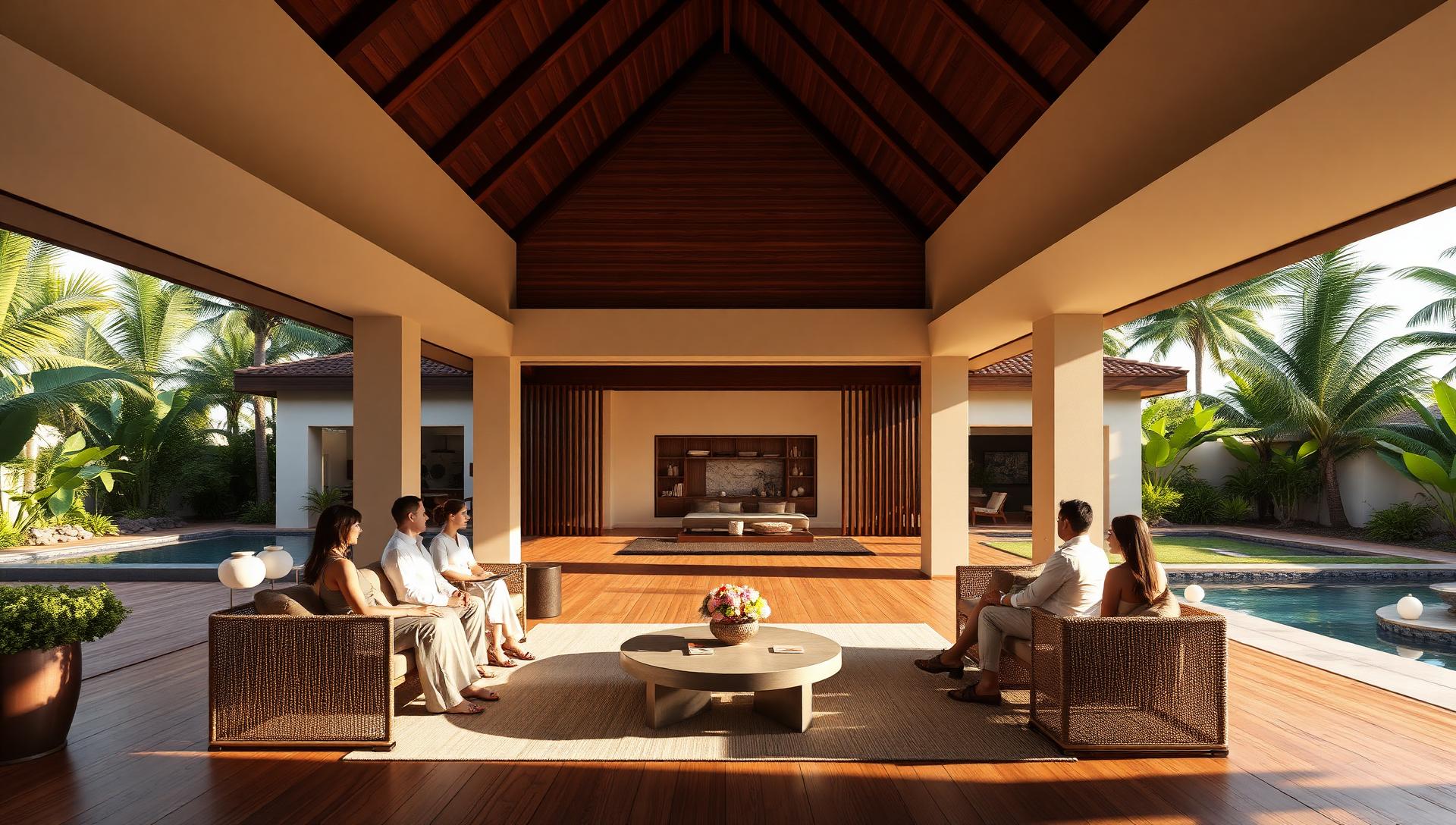 Open-air pavilion set up for a leadership session